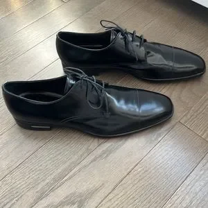 Prada Smooth Leather Lace-Up Dress Shoes with Toe Cap Detail Prada | Shoes | Prada Smooth Leather Laceup Dress Shoes With  main image 2